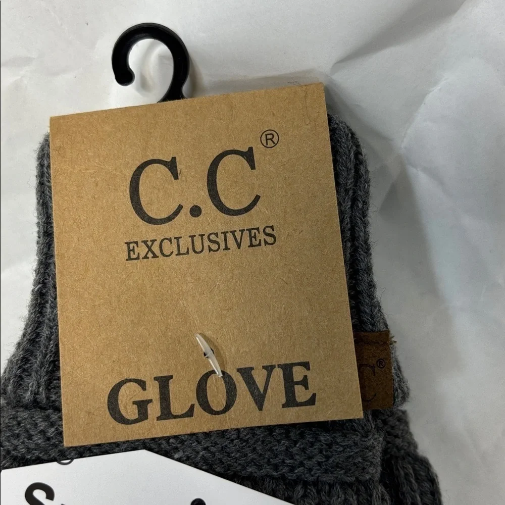 C.C Exclusives slate Gray smart tips Touchscreen compatible leather palm Gloves